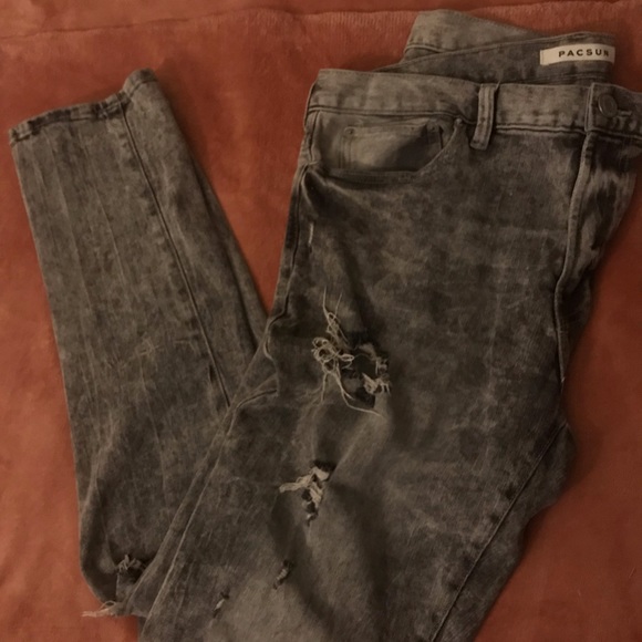 Black And Grey Distressed Jeans - Black/Grey Size “36 - Picture 2 of 4